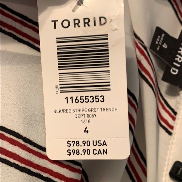 Torrid Black and Red Georgette Trench - Picture 4 of 4